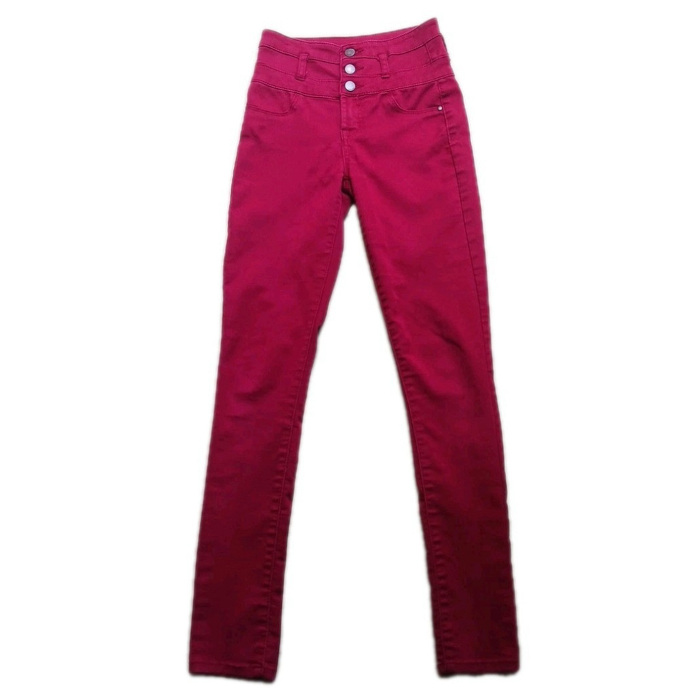 Refuge Women's Burgundy Skinny Mid Rise Jeans Size 0